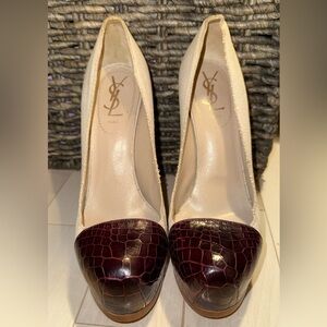 Yves Saint Laurent Burgundy and Cream Heels